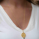 Labradorite, Moonstone or Aqua Chalcedony Meditation Peace Yoga Necklace ~ Charm ~ Gold plated 18k ~ Bohemian ~ Cubic zirconia ~ MN119