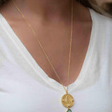 Labradorite, Moonstone or Aqua Chalcedony Meditation Peace Yoga Necklace ~ Charm ~ Gold plated 18k ~ Bohemian ~ Cubic zirconia ~ MN119