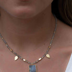 Labradorite, Moonstone or Rose Quartz Bead Necklace ~ Charm ~ Gold plated 18k ~ Bohemian ~ MN121