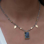 Labradorite, Moonstone or Rose Quartz Bead Necklace ~ Charm ~ Gold plated 18k ~ Bohemian ~ MN121