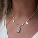 Labradorite, Moonstone or Rose Quartz Bead Necklace ~ Charm ~ Gold plated 18k ~ Bohemian ~ MN121