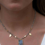 Labradorite, Moonstone or Rose Quartz Bead Necklace ~ Charm ~ Gold plated 18k ~ Bohemian ~ MN122