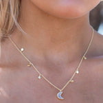 Labradorite, Moonstone or Rose Quartz Necklace ~ Gold Plated 18k ~ Jewelry ~ Minimalist~ Handmade~ Thin Chain~ Delicate ~Layered ~ MN129