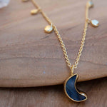 Labradorite, Moonstone or Rose Quartz Necklace ~ Gold Plated 18k ~ Jewelry ~ Minimalist~ Handmade~ Thin Chain~ Delicate ~Layered ~ MN129