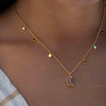 Labradorite, Moonstone or Rose Quartz Necklace ~ Gold Plated 18k ~ Jewelry ~ Minimalist~ Handmade~ Thin Chain~ Delicate ~Layered ~ MN129