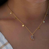 Labradorite, Moonstone or Rose Quartz Necklace ~ Gold Plated 18k ~ Jewelry ~ Minimalist~ Handmade~ Thin Chain~ Delicate ~Layered ~ MN129