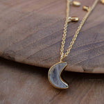 Labradorite, Moonstone or Rose Quartz Necklace ~ Gold Plated 18k ~ Jewelry ~ Minimalist~ Handmade~ Thin Chain~ Delicate ~Layered ~ MN129