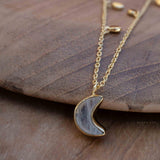 Labradorite, Moonstone or Rose Quartz Necklace ~ Gold Plated 18k ~ Jewelry ~ Minimalist~ Handmade~ Thin Chain~ Delicate ~Layered ~ MN129