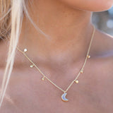 Labradorite, Moonstone or Rose Quartz Necklace ~ Gold Plated 18k ~ Jewelry ~ Minimalist~ Handmade~ Thin Chain~ Delicate ~Layered ~ MN129