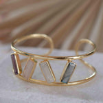 Labradorite, Moonstone, Rose Quartz & Amethyst Adjustable Bracelet ~ Gold Plated 18k ~ Handmade  ~Bohemian ~Jewelry ~Gift For Her ~ MB052