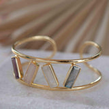 Labradorite, Moonstone, Rose Quartz & Amethyst Adjustable Bracelet ~ Gold Plated 18k ~ Handmade  ~Bohemian ~Jewelry ~Gift For Her ~ MB052