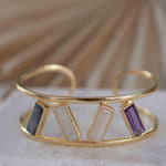 Labradorite, Moonstone, Rose Quartz & Amethyst Adjustable Bracelet ~ Gold Plated 18k ~ Handmade  ~Bohemian ~Jewelry ~Gift For Her ~ MB052