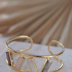 Labradorite, Moonstone, Rose Quartz & Amethyst Adjustable Bracelet ~ Gold Plated 18k ~ Handmade  ~Bohemian ~Jewelry ~Gift For Her ~ MB052