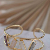 Labradorite, Moonstone, Rose Quartz & Amethyst Adjustable Bracelet ~ Gold Plated 18k ~ Handmade  ~Bohemian ~Jewelry ~Gift For Her ~ MB052