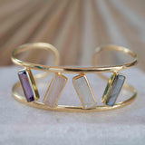 Labradorite, Moonstone, Rose Quartz & Amethyst Adjustable Bracelet ~ Gold Plated 18k ~ Handmade  ~Bohemian ~Jewelry ~Gift For Her ~ MB052