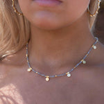 Labradorite Necklace ~ Gold Plated 18k ~Choker ~ Jewelry ~ Gift For Her ~ Minimalist~ Handmade~ Thin Chain~ Delicate ~Layered ~ MN140
