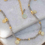 Labradorite Necklace ~ Gold Plated 18k ~Choker ~ Jewelry ~ Gift For Her ~ Minimalist~ Handmade~ Thin Chain~ Delicate ~Layered ~ MN140