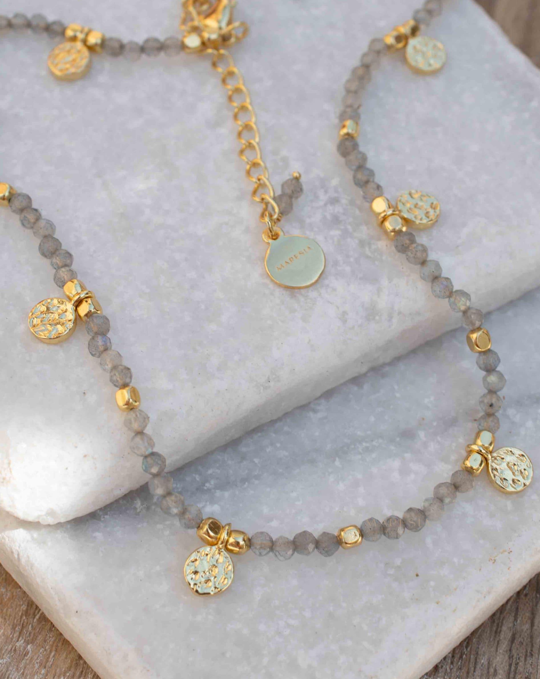 Labradorite Necklace ~ Gold Plated 18k ~Choker ~ Jewelry ~ Gift For Her ~ Minimalist~ Handmade~ Thin Chain~ Delicate ~Layered ~ MN140