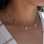 Labradorite Necklace ~ Gold Plated 18k ~Choker ~ Jewelry ~ Gift For Her ~ Minimalist~ Handmade~ Thin Chain~ Delicate ~Layered ~ MN140