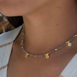 Labradorite Necklace ~ Gold Plated 18k ~Choker ~ Jewelry ~ Gift For Her ~ Minimalist~ Handmade~ Thin Chain~ Delicate ~Layered ~ MN140