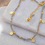 Labradorite Necklace ~ Gold Plated 18k ~Choker ~ Jewelry ~ Gift For Her ~ Minimalist~ Handmade~ Thin Chain~ Delicate ~Layered ~ MN140