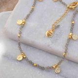 Labradorite Necklace ~ Gold Plated 18k ~Choker ~ Jewelry ~ Gift For Her ~ Minimalist~ Handmade~ Thin Chain~ Delicate ~Layered ~ MN140