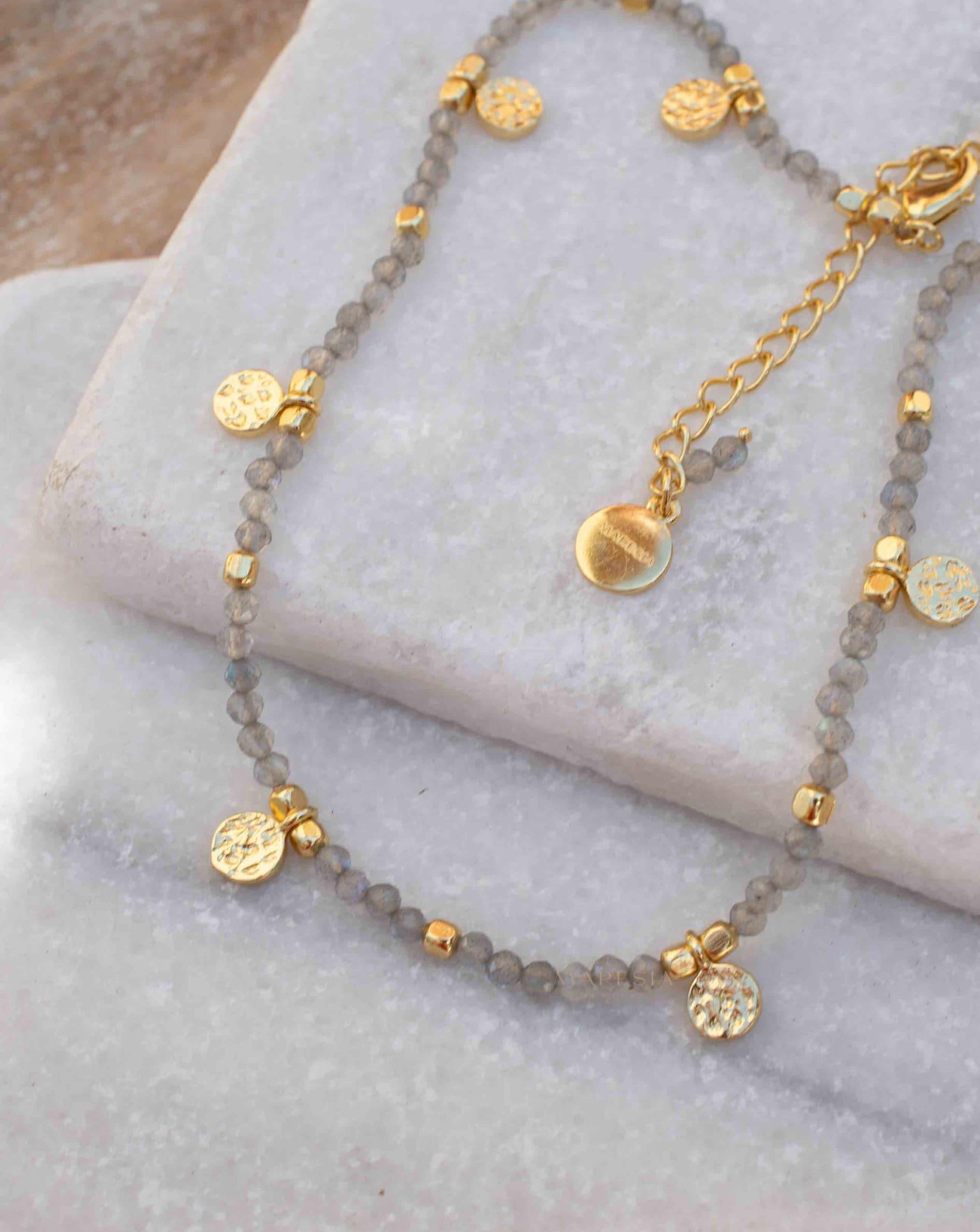 Labradorite Necklace ~ Gold Plated 18k ~Choker ~ Jewelry ~ Gift For Her ~ Minimalist~ Handmade~ Thin Chain~ Delicate ~Layered ~ MN140