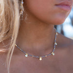 Labradorite Necklace ~ Gold Plated 18k ~Choker ~ Jewelry ~ Gift For Her ~ Minimalist~ Handmade~ Thin Chain~ Delicate ~Layered ~ MN140