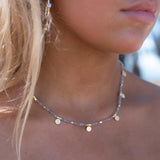 Labradorite Necklace ~ Gold Plated 18k ~Choker ~ Jewelry ~ Gift For Her ~ Minimalist~ Handmade~ Thin Chain~ Delicate ~Layered ~ MN140
