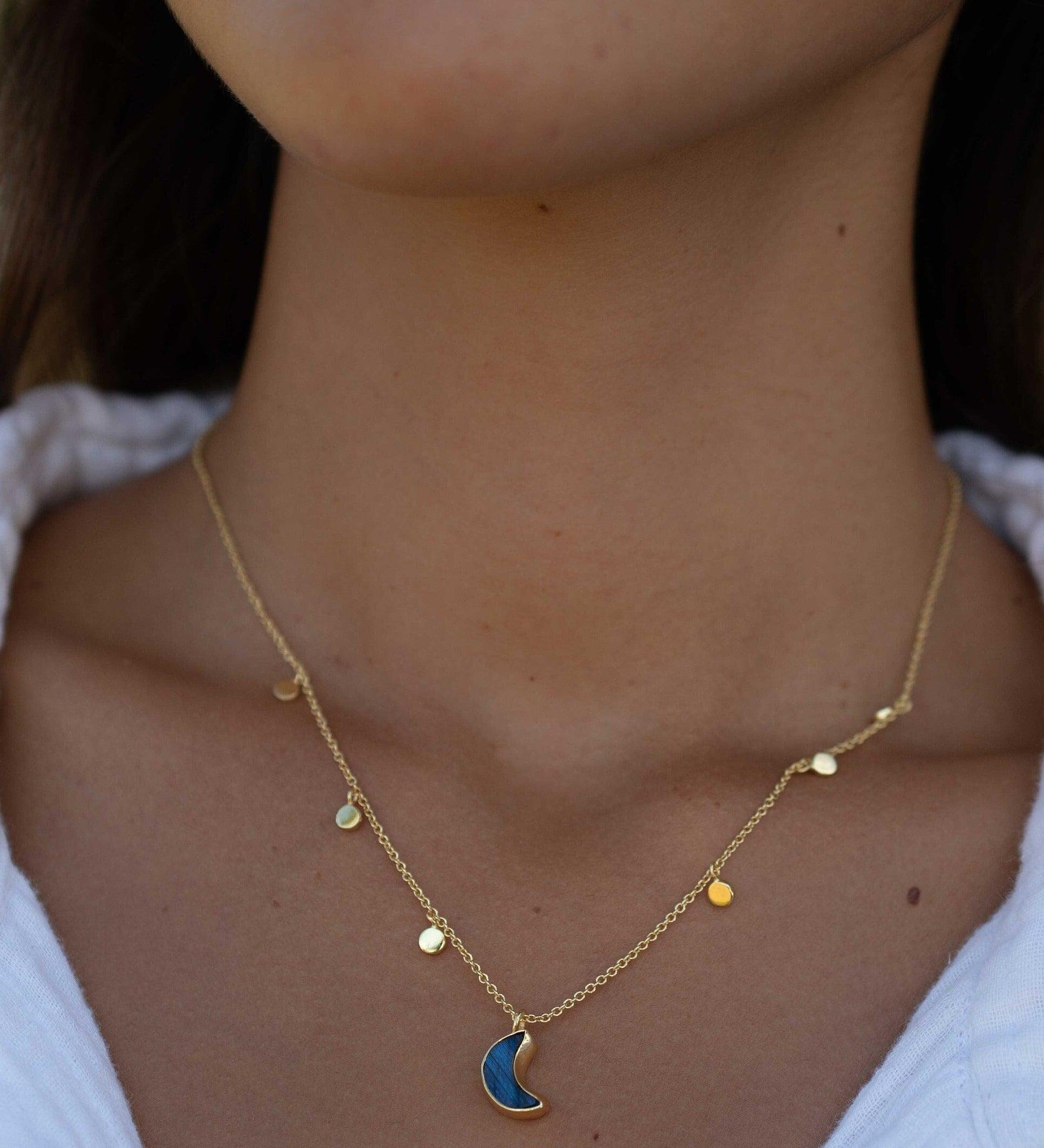 Labradorite Necklace ~ Gold Plated 18k ~ Jewelry ~ Gift For Her ~ Minimalist~ Handmade~ Thin Chain~ Delicate ~Layered ~ MN130