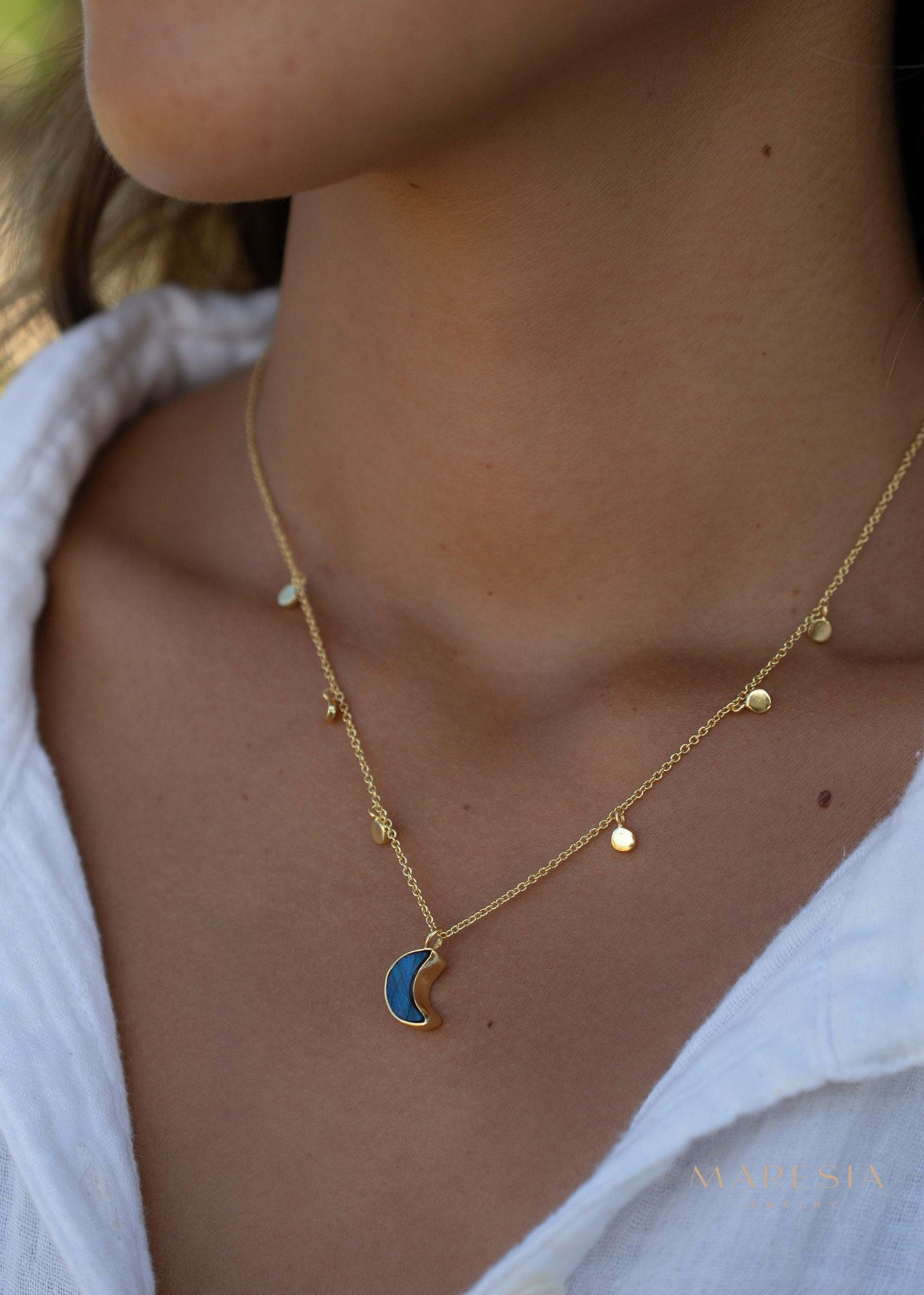 Labradorite Necklace ~ Gold Plated 18k ~ Jewelry ~ Gift For Her ~ Minimalist~ Handmade~ Thin Chain~ Delicate ~Layered ~ MN130
