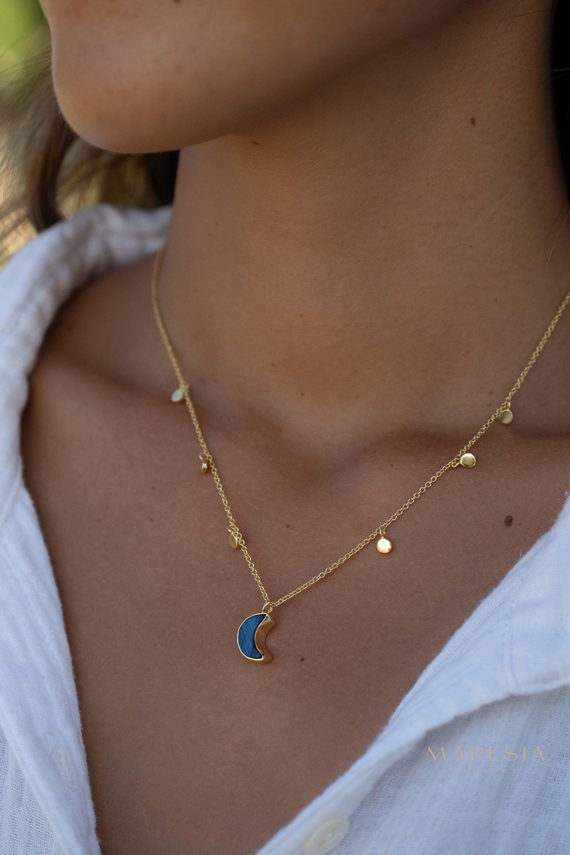 Labradorite Necklace ~ Gold Plated 18k ~ Jewelry ~ Gift For Her ~ Minimalist~ Handmade~ Thin Chain~ Delicate ~Layered ~ MN130
