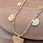 Labradorite Necklace ~ Gold Plated 18k ~Choker ~ Jewelry ~ Gift For Her ~ Minimalist~ Handmade~ Thin Chain~ Delicate ~Layered ~ MN139