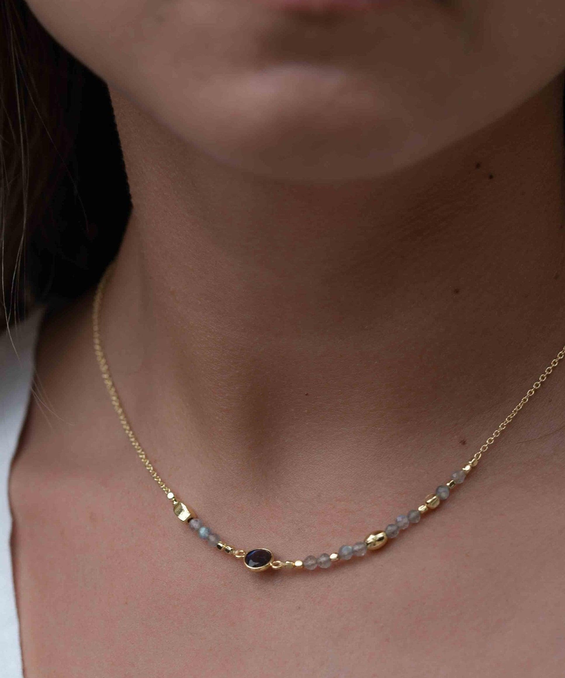 Labradorite Necklace ~ Gold Plated 18k ~Jewelry ~ Gift For Her ~ Minimalist~ Handmade~ Thin Chain~ Delicate ~Layered ~ MN109