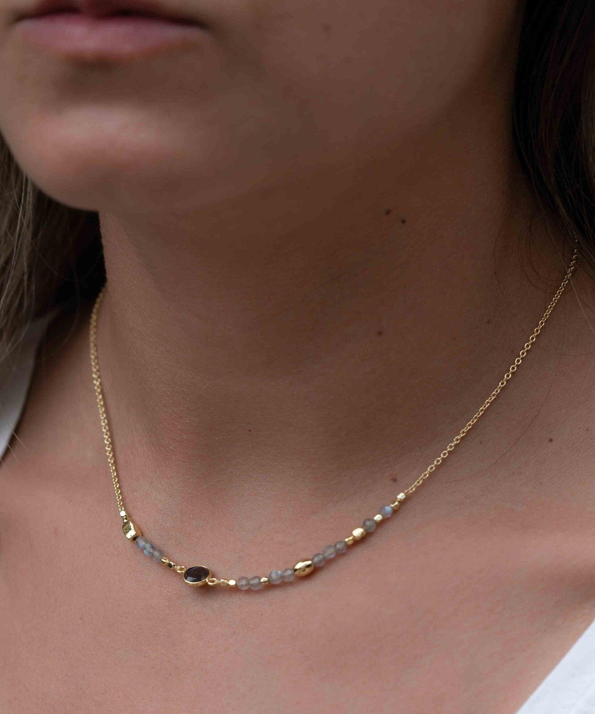 Labradorite Necklace ~ Gold Plated 18k ~Jewelry ~ Gift For Her ~ Minimalist~ Handmade~ Thin Chain~ Delicate ~Layered ~ MN109