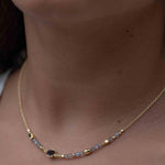 Labradorite Necklace ~ Gold Plated 18k ~Jewelry ~ Gift For Her ~ Minimalist~ Handmade~ Thin Chain~ Delicate ~Layered ~ MN109