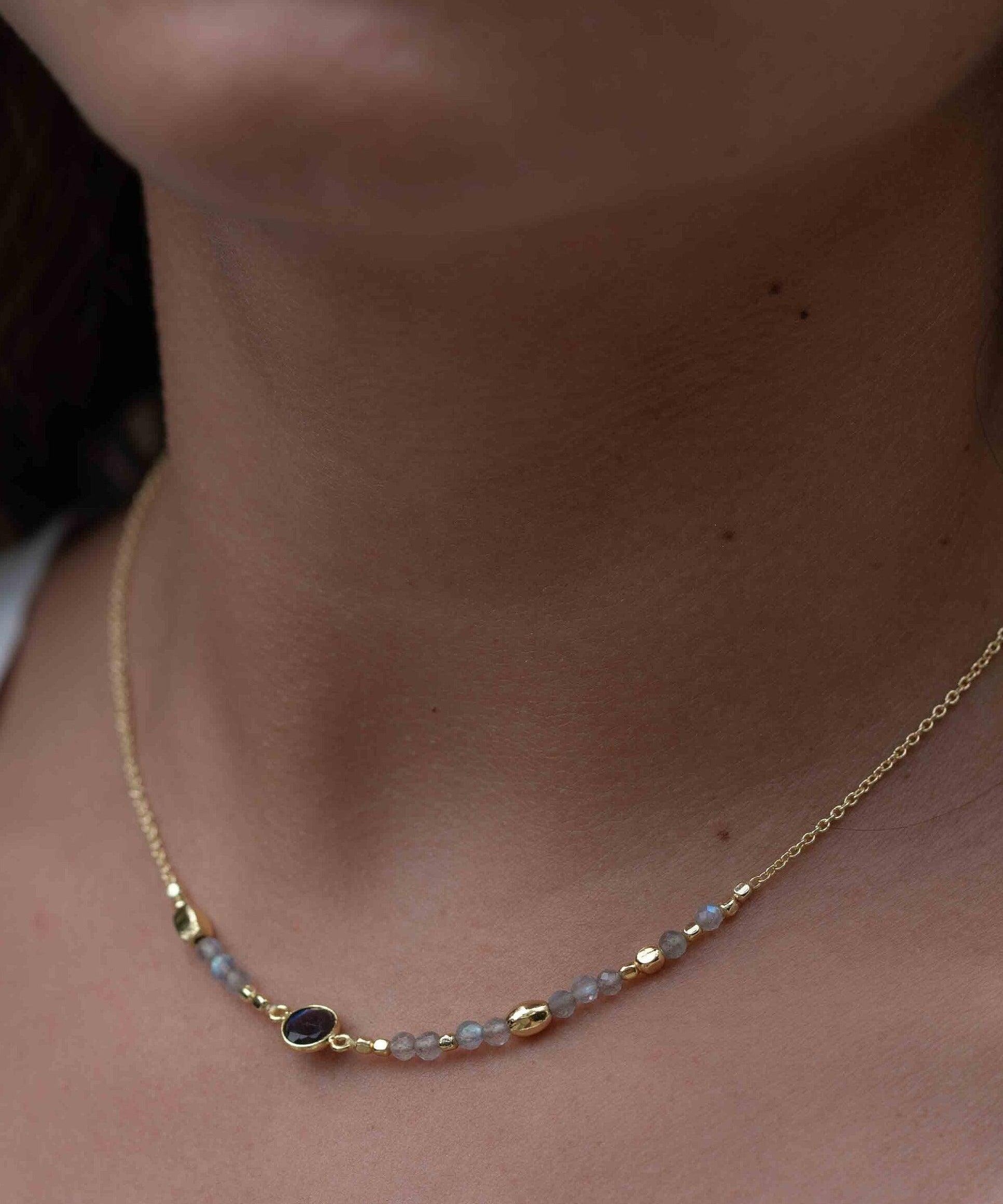 Labradorite Necklace ~ Gold Plated 18k ~Jewelry ~ Gift For Her ~ Minimalist~ Handmade~ Thin Chain~ Delicate ~Layered ~ MN109