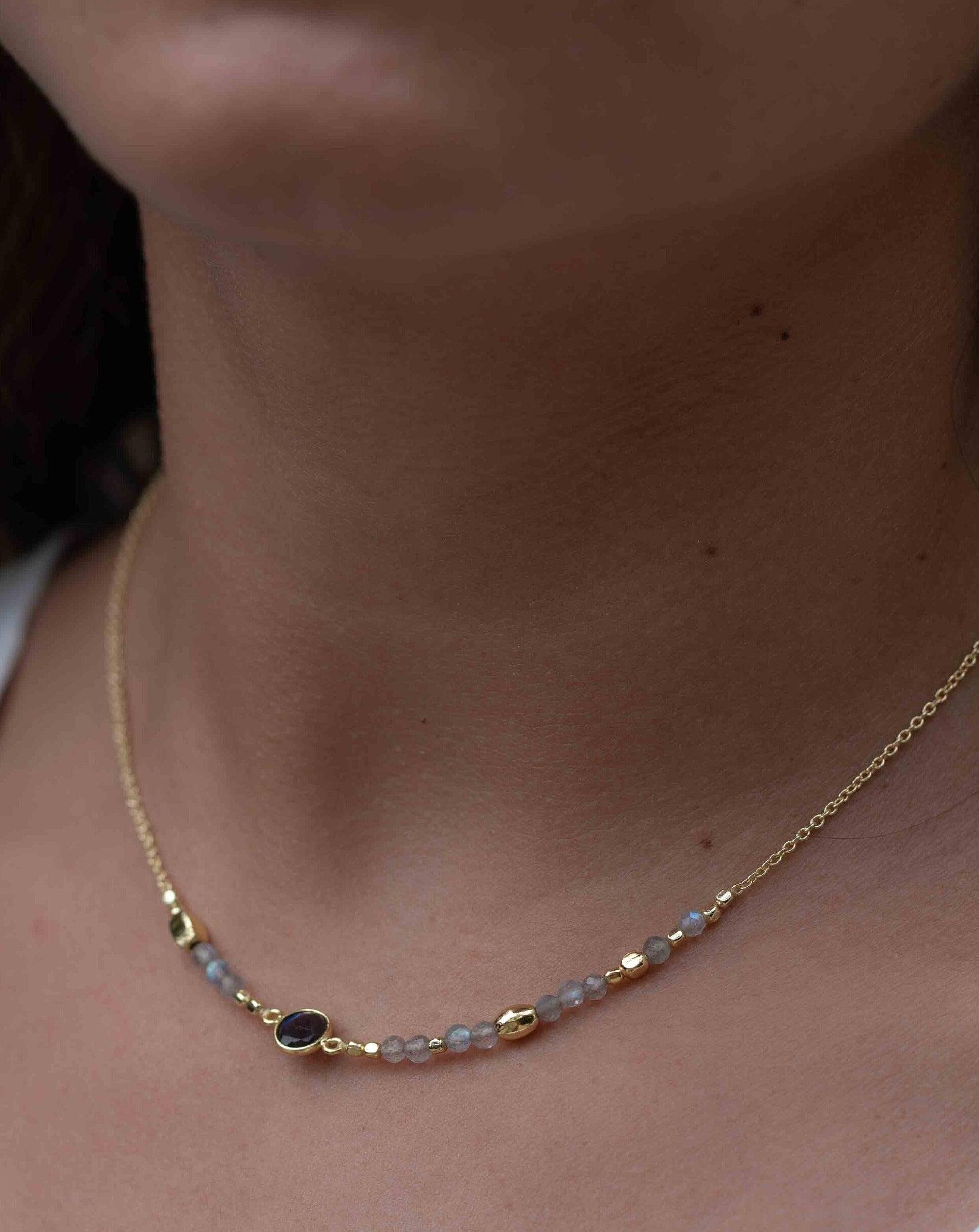 Labradorite Necklace ~ Gold Plated 18k ~Jewelry ~ Gift For Her ~ Minimalist~ Handmade~ Thin Chain~ Delicate ~Layered ~ MN109