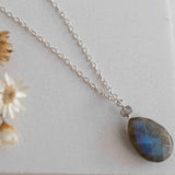 Labradorite Necklace ~ Sterling Silver 925 ~ Gemstone ~ Natural ~ Statement ~ Jewelry ~ Handmade ~ Delicate ~ MN092