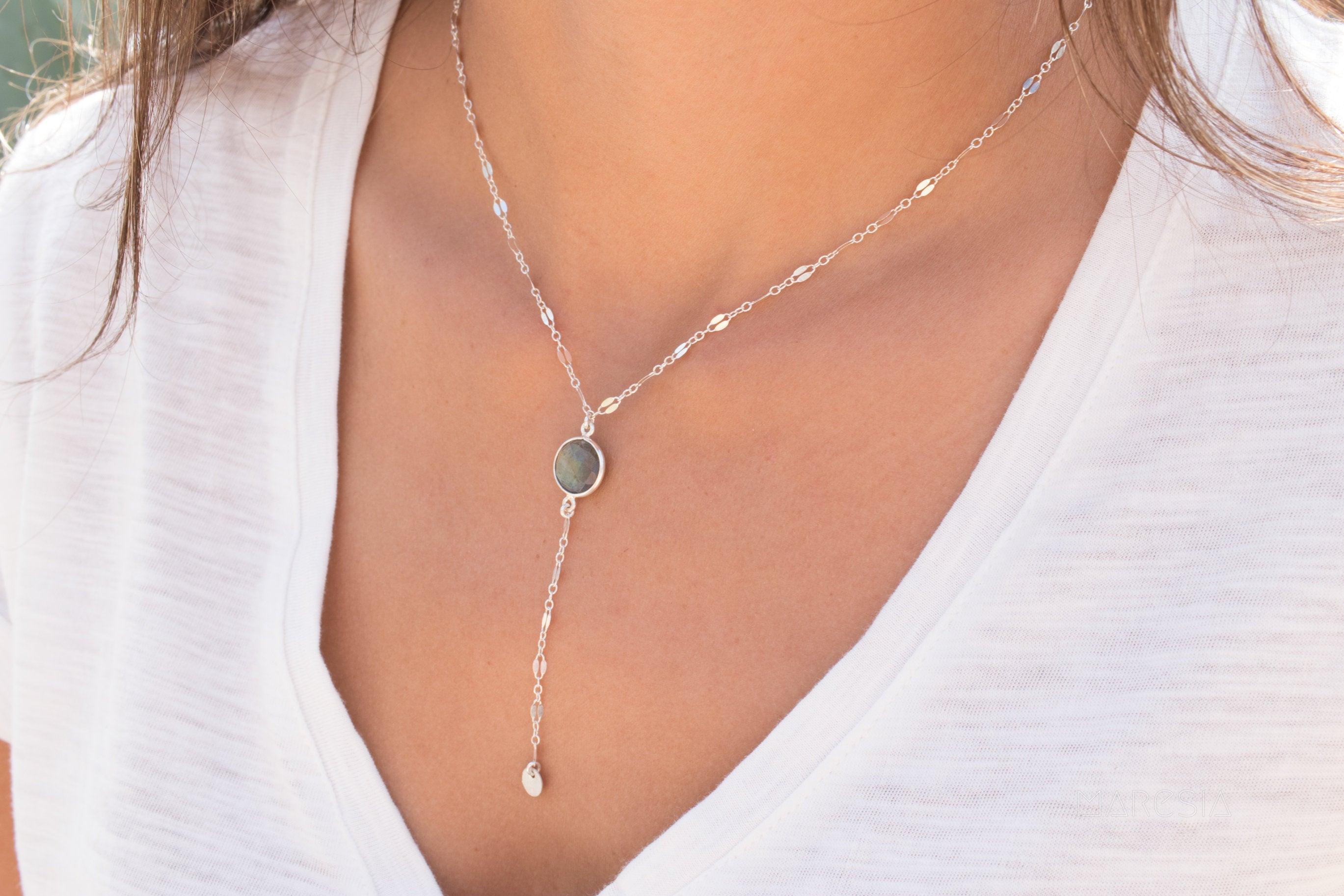 Labradorite Necklace ~ Sterling Silver 925 or Gold Filled - Maresia Jewelry