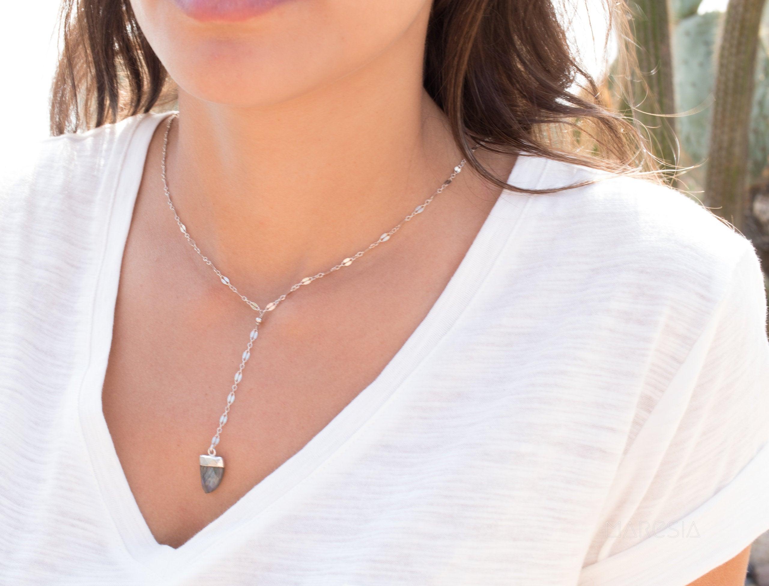 Labradorite Necklace ~ Sterling Silver 925 or Gold Filled - Maresia Jewelry