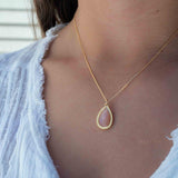 Labradorite, Pink Moonstone, Black Onyx, Aventurine & Aqua Chalcedony Necklace ~ Tear Drop ~ Gold Plated over Sterling Silver~MN149
