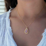 Labradorite, Pink Moonstone, Black Onyx, Aventurine & Aqua Chalcedony Necklace ~ Tear Drop ~ Gold Plated over Sterling Silver~MN149