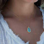 Labradorite, Pink Moonstone, Black Onyx, Aventurine & Aqua Chalcedony Necklace ~ Tear Drop ~ Gold Plated over Sterling Silver~MN149