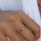 Labradorite Ring~ Gemstone ~ Round~ Stackable~ Natural ~ 18k Gold Plated ~ Jewelry ~ Handmade~February Birthstone ~MR333