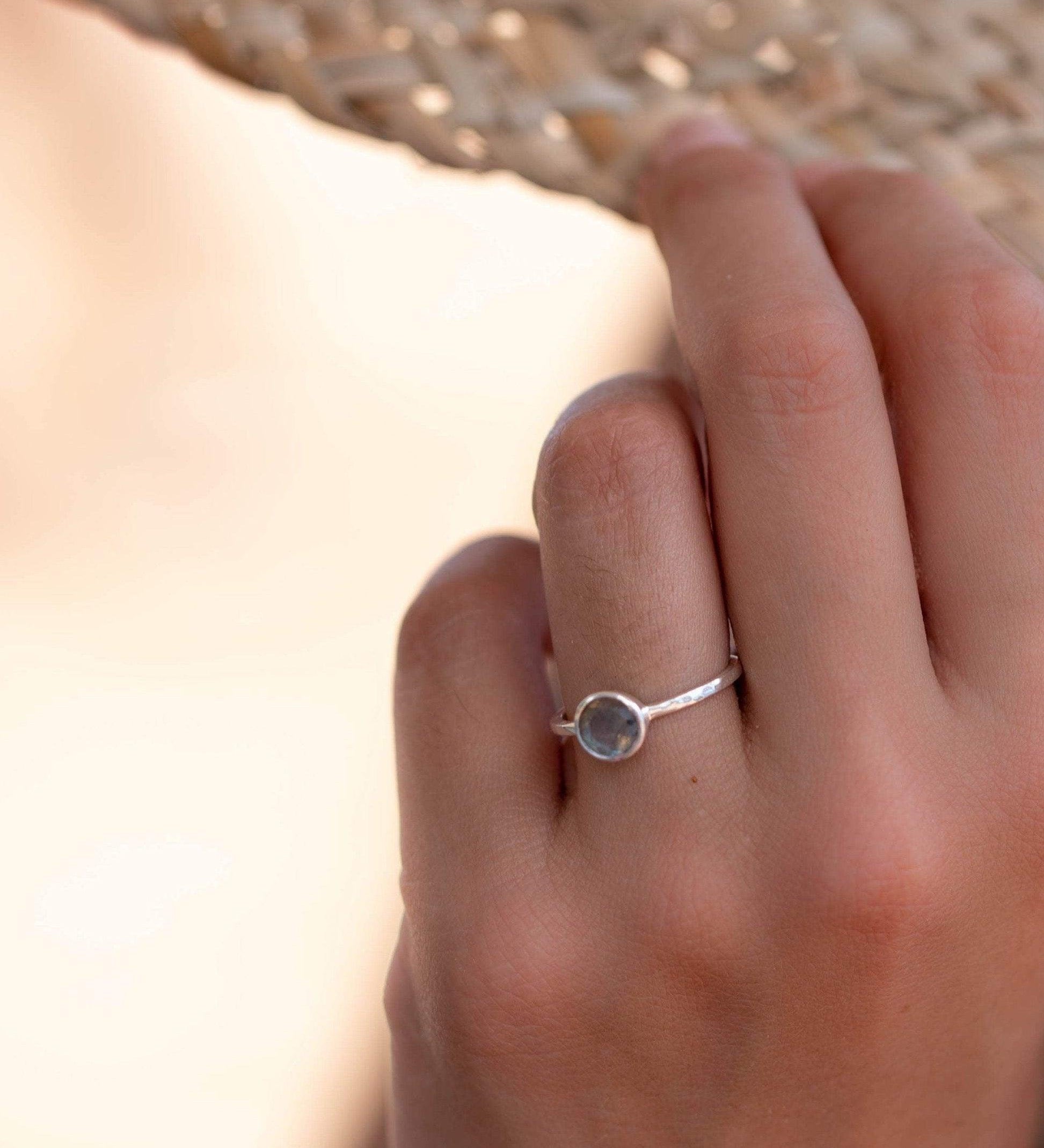 Labradorite Ring ~ Delicate ~ Sterling Silver 925 ~ Handmade ~ Gemstone~Statement ~Everyday~ Hippie~Bohemian~Stackable MR239
