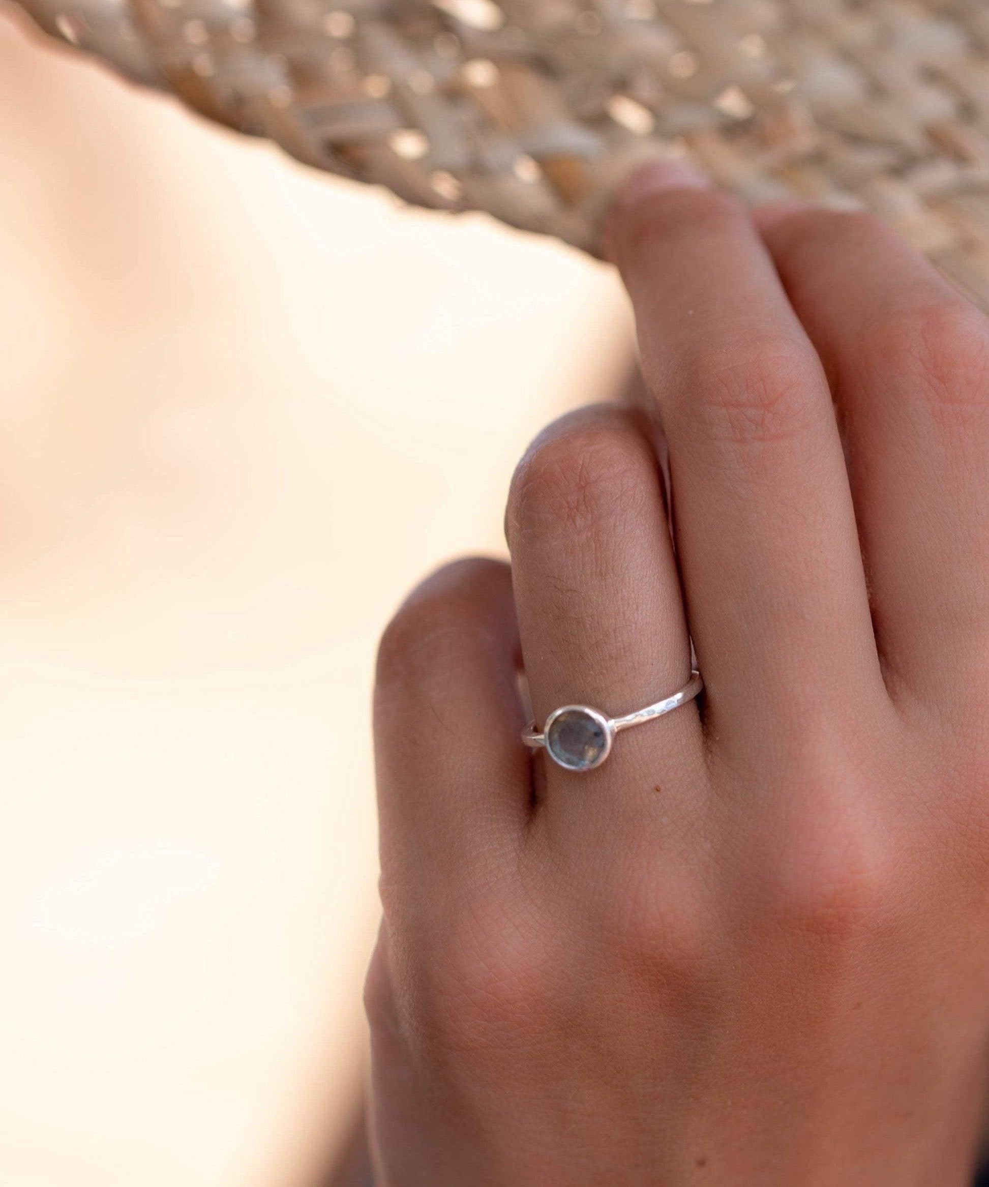 Labradorite Ring ~ Delicate ~ Sterling Silver 925 ~ Handmade ~ Gemstone~Statement ~Everyday~ Hippie~Bohemian~Stackable MR239