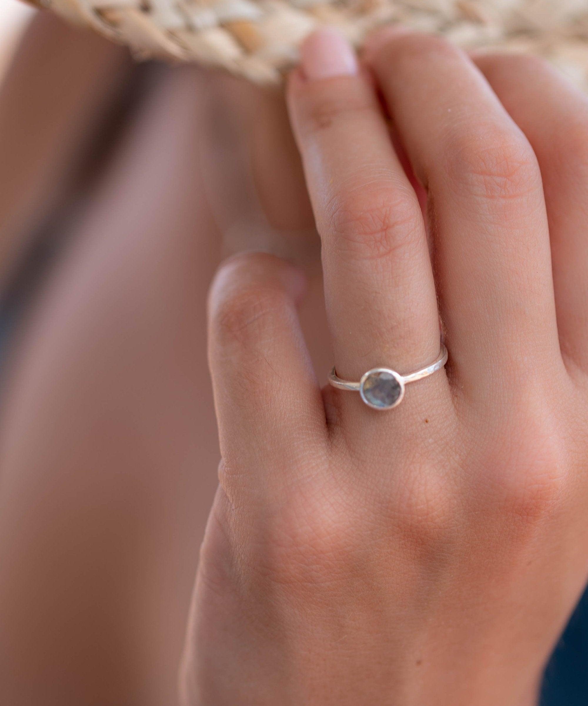 Labradorite Ring ~ Delicate ~ Sterling Silver 925 ~ Handmade ~ Gemstone~Statement ~Everyday~ Hippie~Bohemian~Stackable MR239