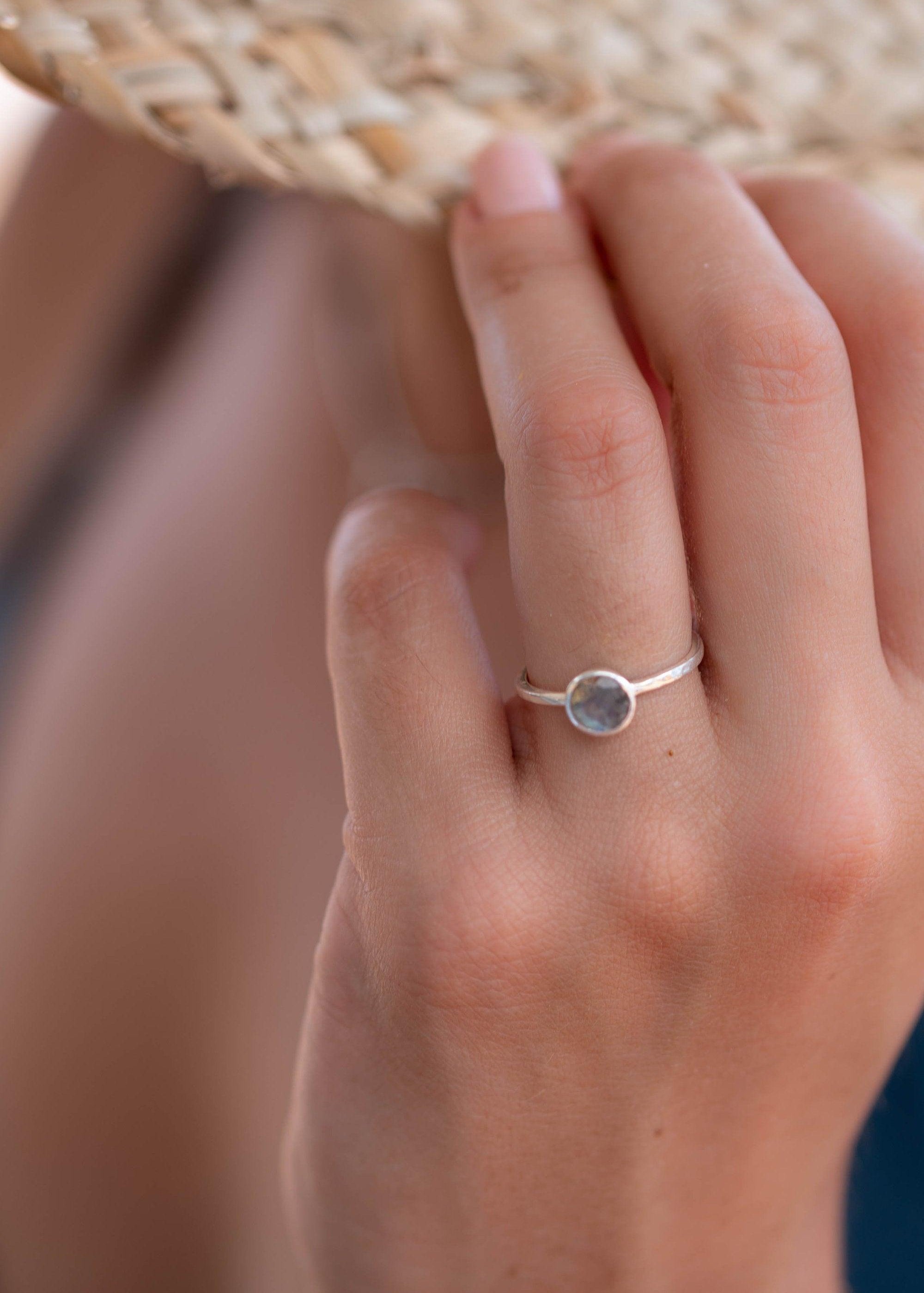 Labradorite Ring ~ Delicate ~ Sterling Silver 925 ~ Handmade ~ Gemstone~Statement ~Everyday~ Hippie~Bohemian~Stackable MR239