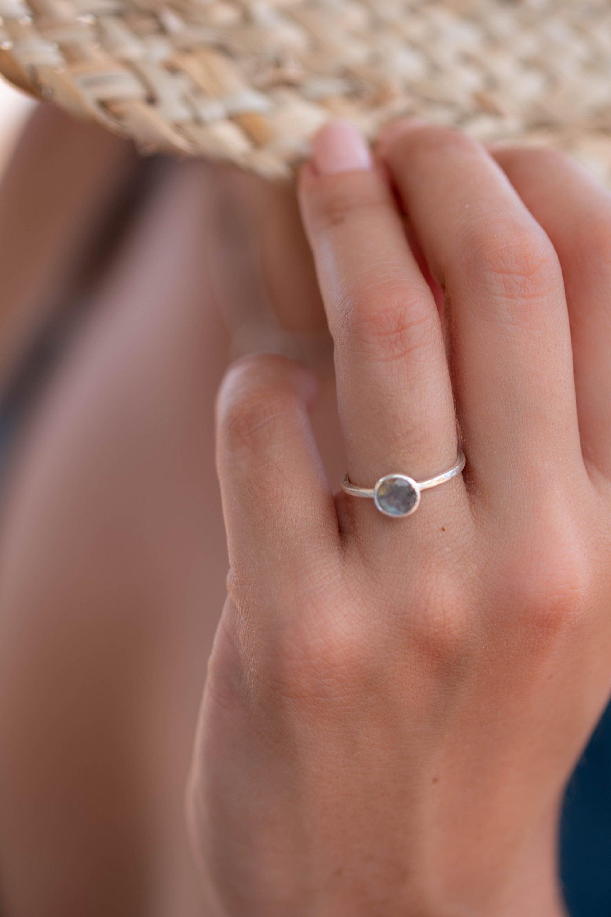 Labradorite Ring ~ Delicate ~ Sterling Silver 925 ~ Handmade ~ Gemstone~Statement ~Everyday~ Hippie~Bohemian~Stackable MR239